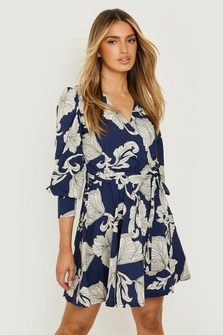 Large Floral Long Sleeve Skater Dress
